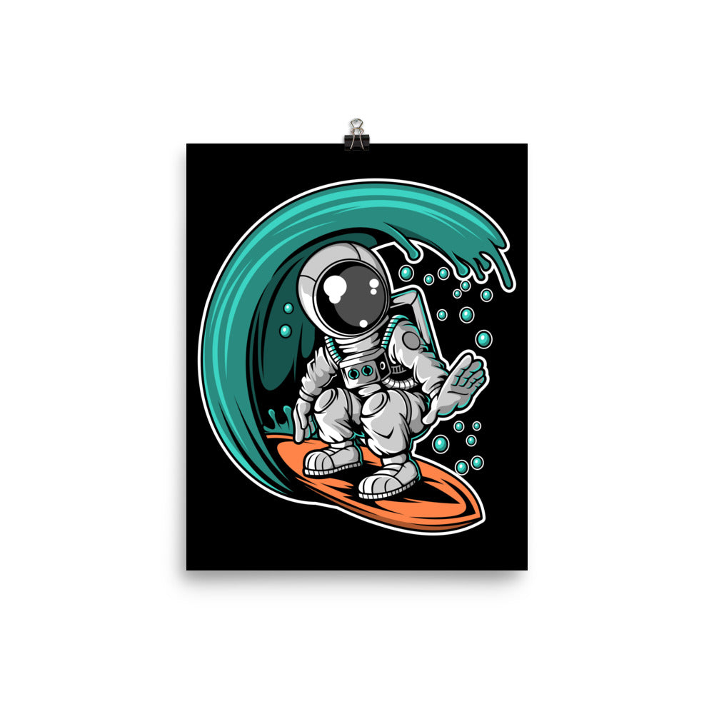 Astronaut Surfing - Matte Poster - 8 x 10