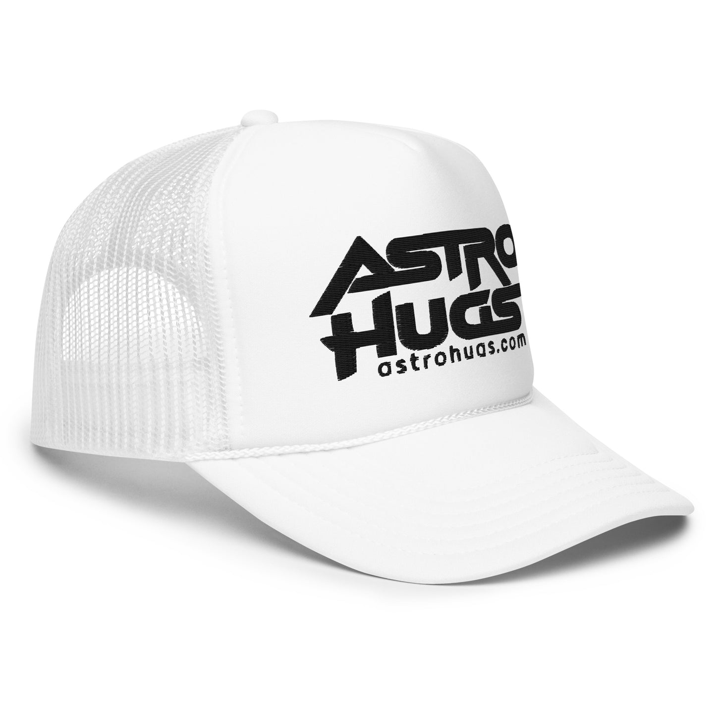 Astro Hugs Black Logo - Foam trucker hat - White Hat Black Logo Side
