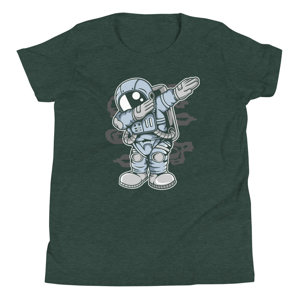 Astronaut Dab - Youth Short Sleeve T-Shirt - Heather Forest Front