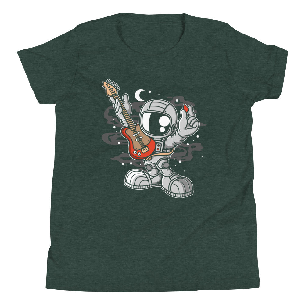 Astronaut Guitar 2 - Youth Short Sleeve T-Shirt - Heather Forest Front
