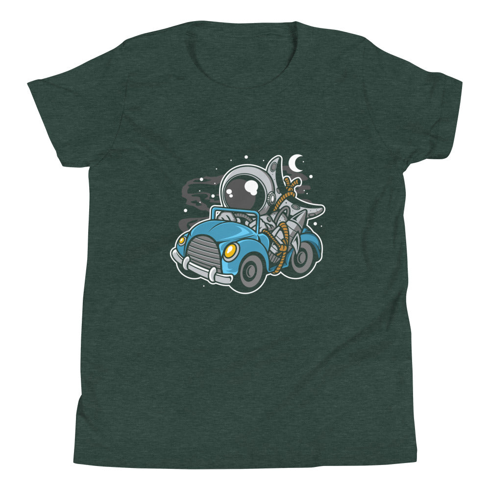 Astronaut Journey - Youth Short Sleeve T-Shirt - Heather Forest Front