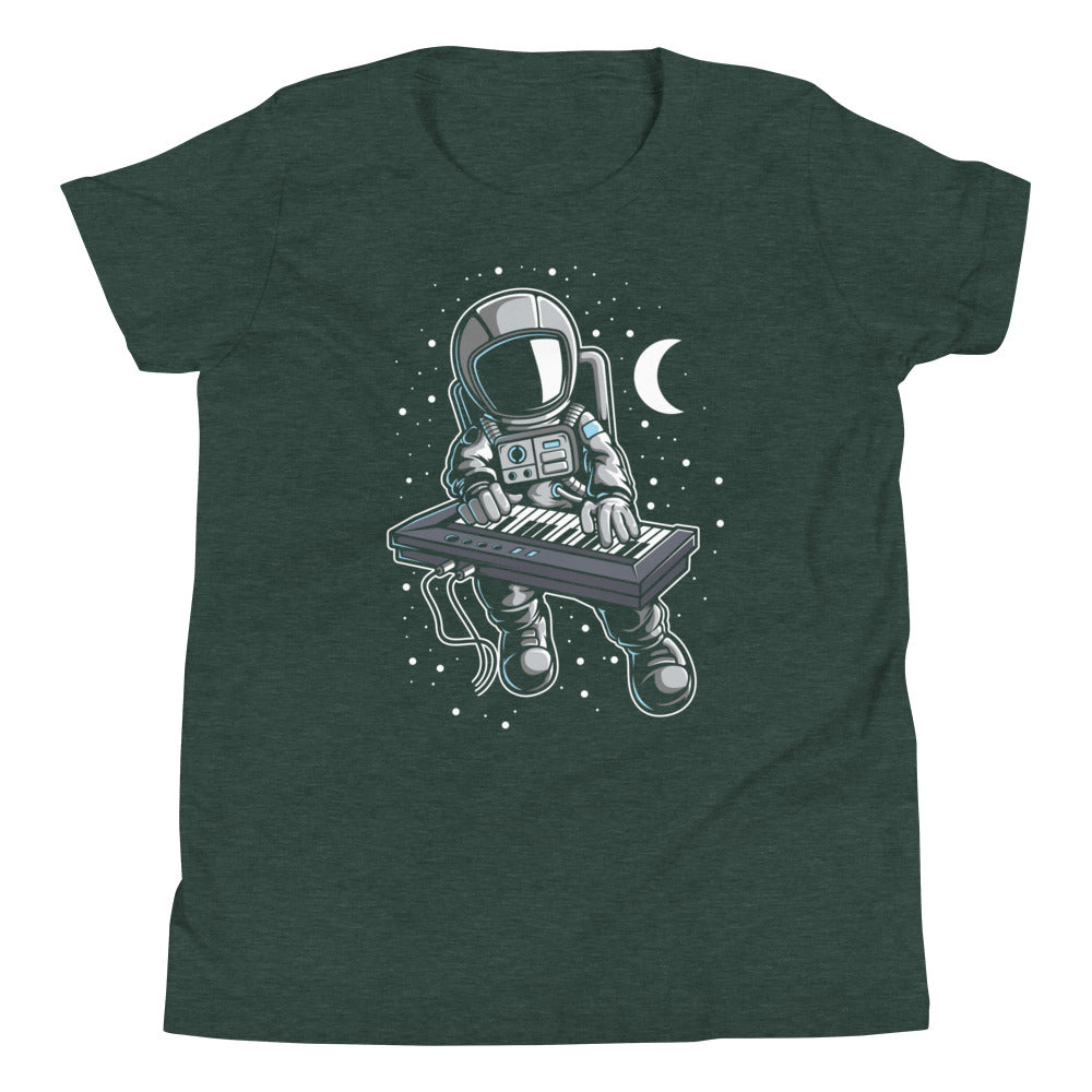 Astronaut Keyboard - Youth Short Sleeve T-Shirt - Heather Forest Front