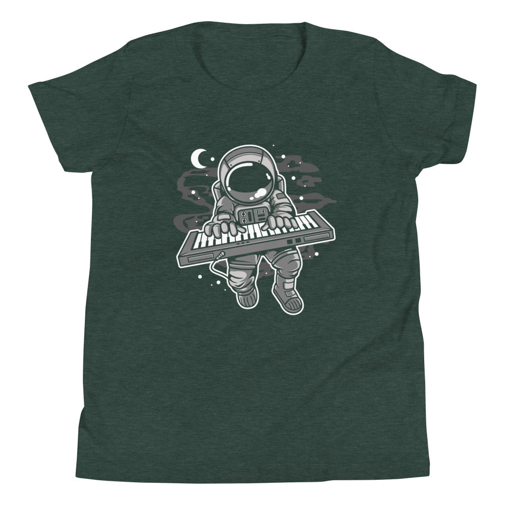 Astronaut Keyboard 2 - Youth Short Sleeve T-Shirt - Heather Forest Front