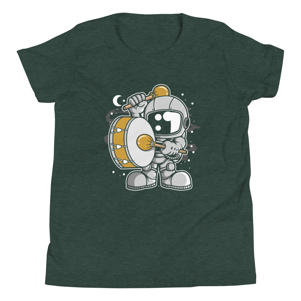 Astronaut Marching Band - Youth Short Sleeve T-Shirt - Heather Forest Front