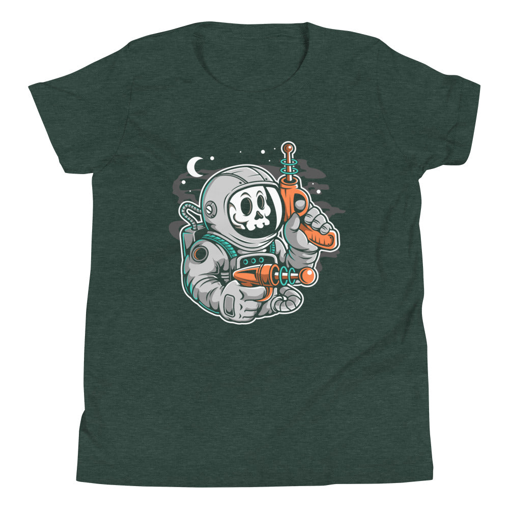 Astronaut Ray Gun - Youth Short Sleeve T-Shirt - Forest Front