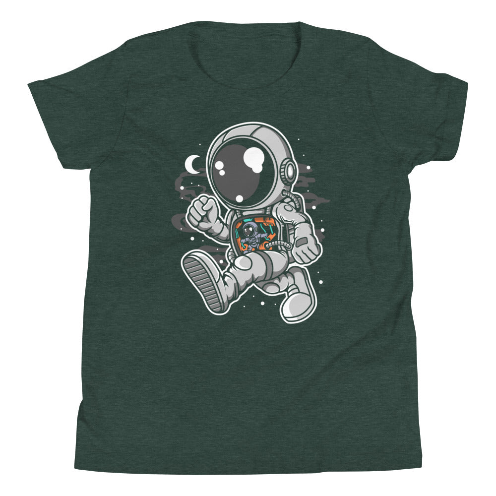Astronaut Robotic Machine - Youth Short Sleeve T-Shirt - Heather Forest Front