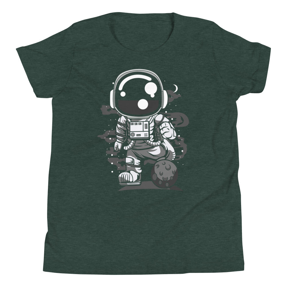 Astronaut Soccer - Youth Short Sleeve T-Shirt - Heather Forest Front
