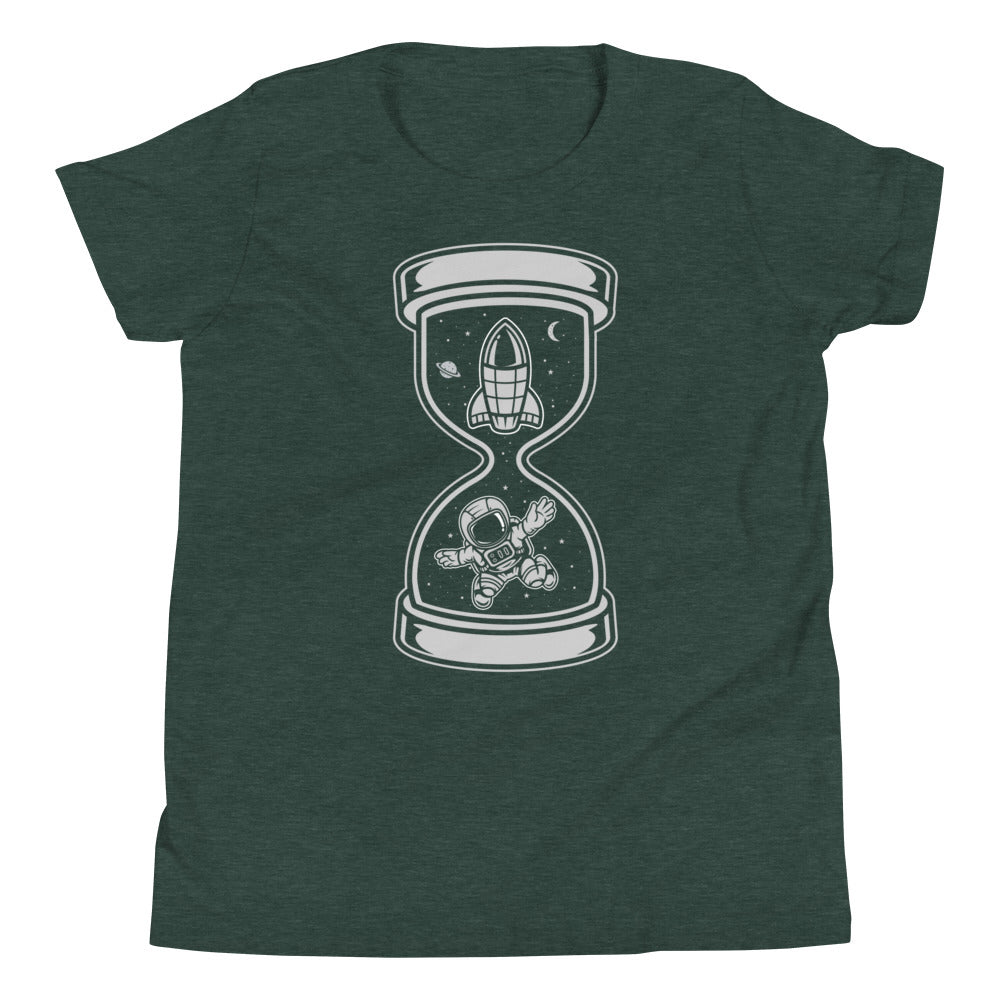 Astronaut Time - Youth Short Sleeve T-Shirt - Heather Forest Front