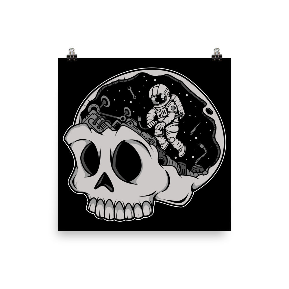 Astronaut Skull Brain - Matte Poster - 10 x 10