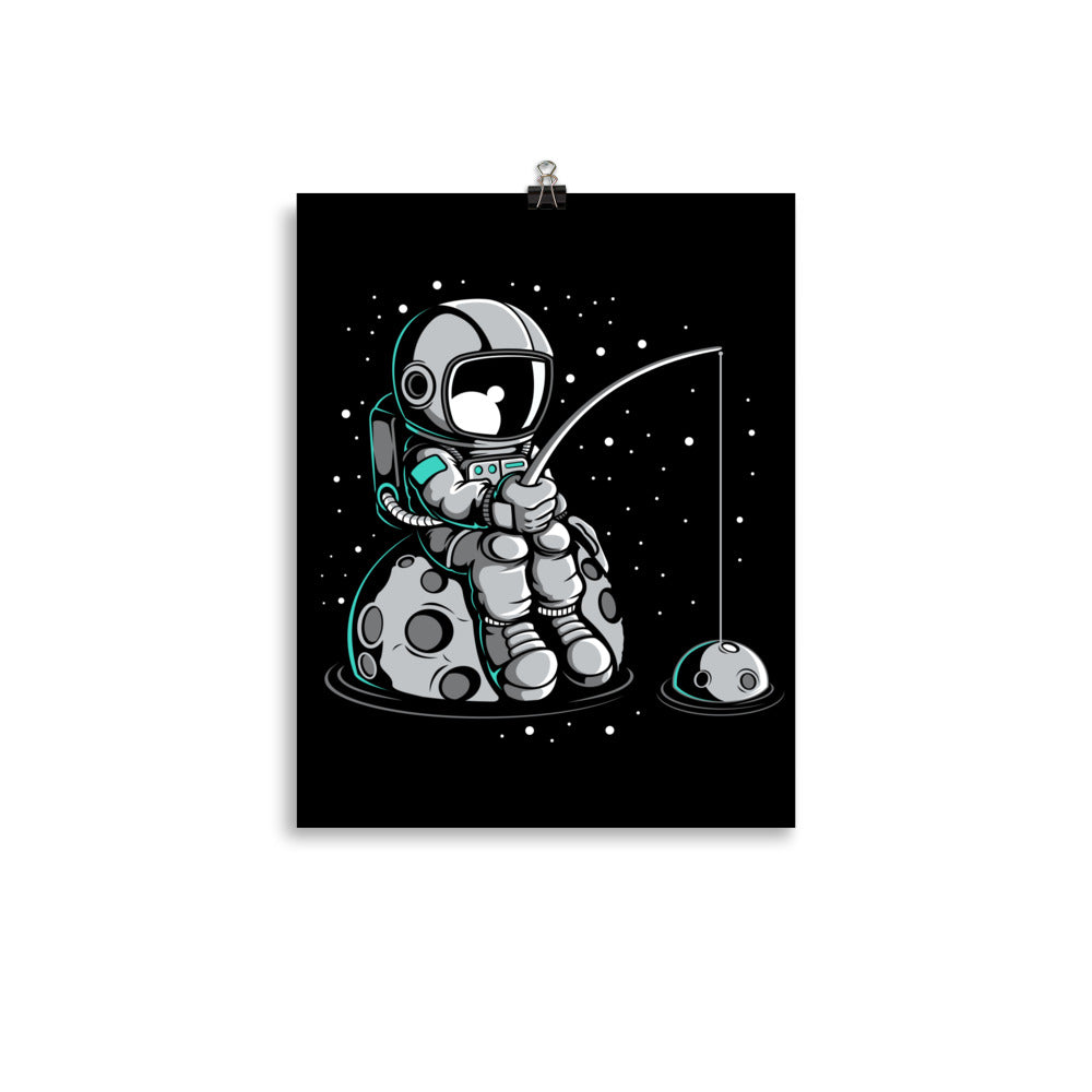 Astronaut Fishing 2 - Matte Poster - 11 x 14