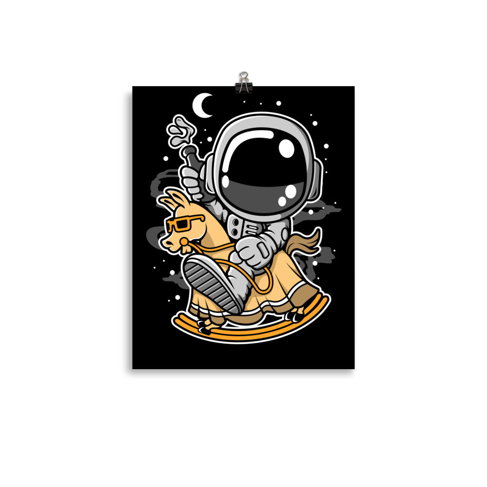 Astronaut Riding Toy Horse - Matte Poster - 11 x 14