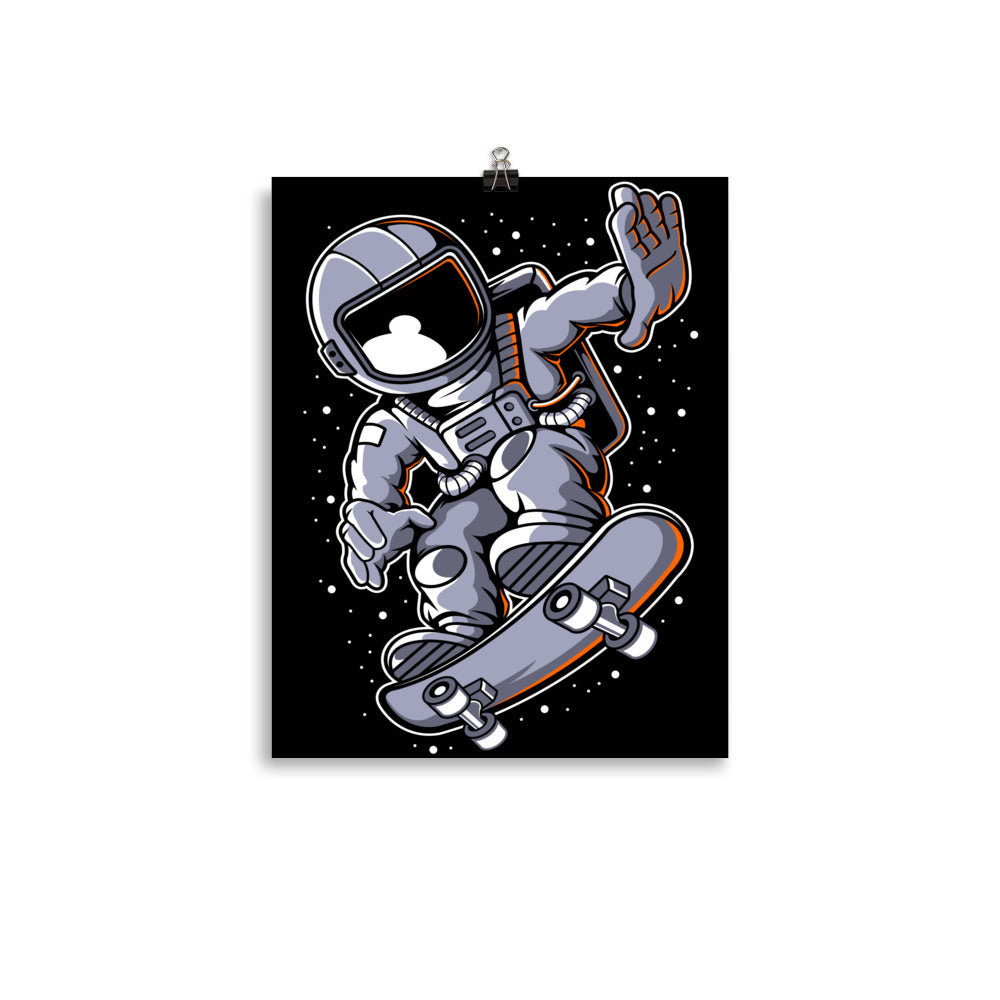 Astronaut Skateboard - Matte Poster - 11 x 14