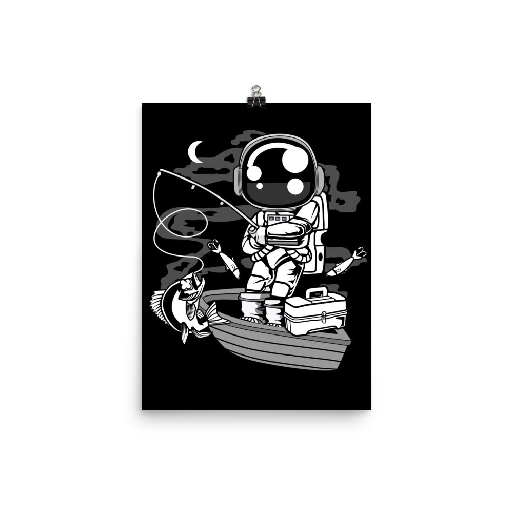 Astronaut Fisherman - Matte Poster - 12 x 16