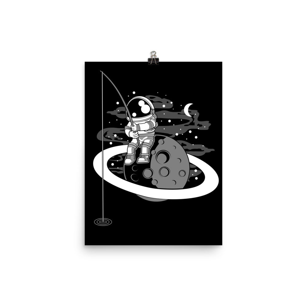 Astronaut Fishing - Matte Poster - 12 x 16