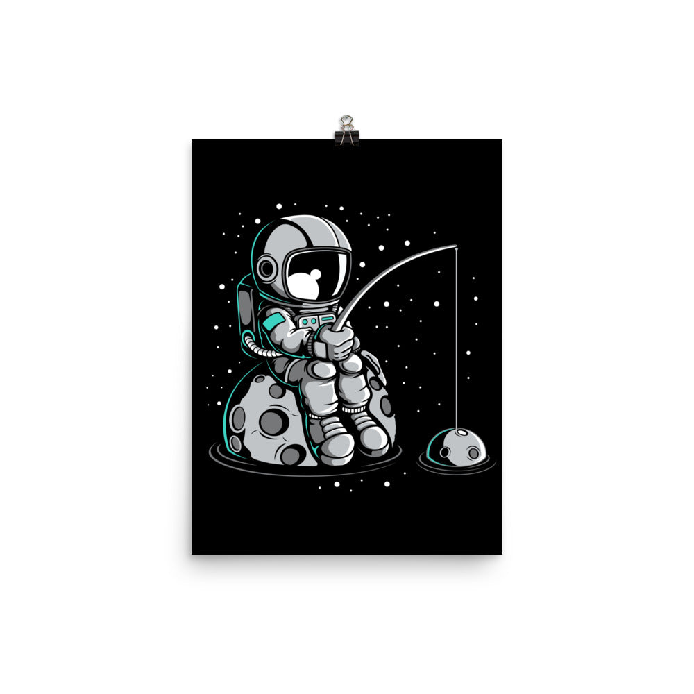 Astronaut Fishing 2 - Matte Poster - 12 x 16