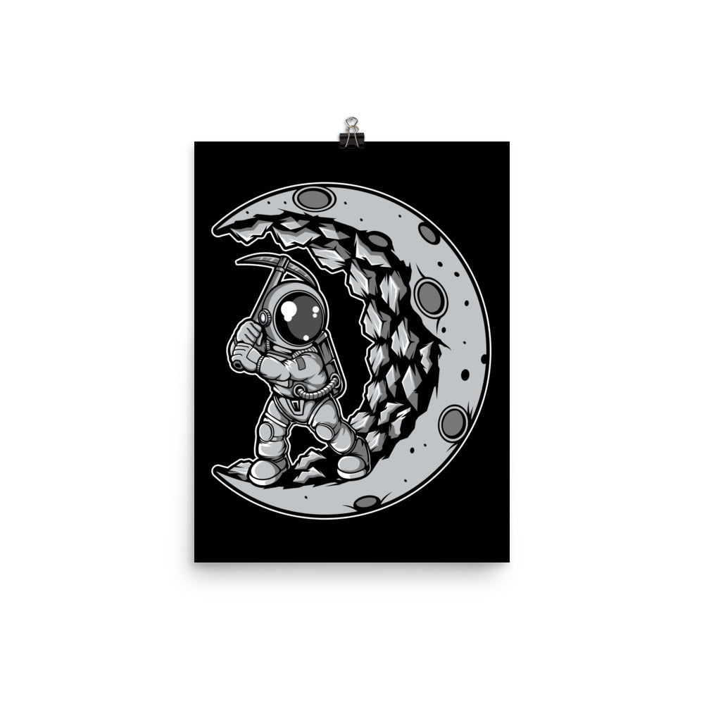 Astronaut Moon Digger - Matte Poster - 12 x 16