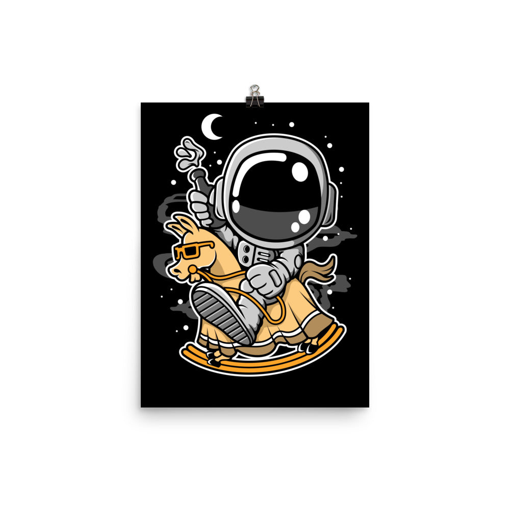 Astronaut Riding Toy Horse - Matte Poster - 12 x 16