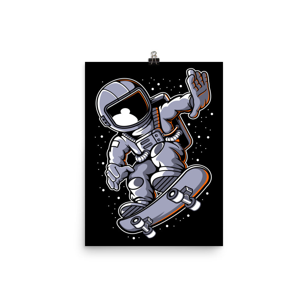 Astronaut Skateboard - Matte Poster - 12 x 16