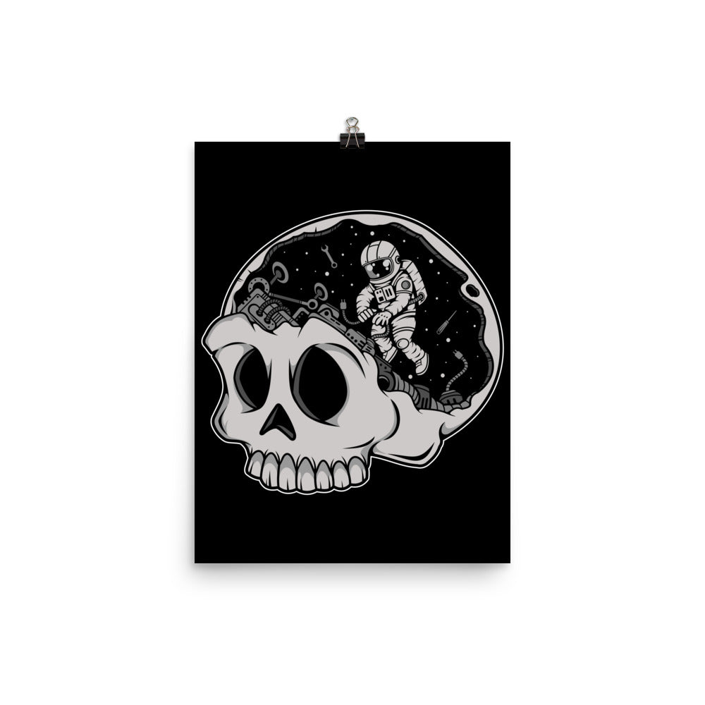 Astronaut Skull Brain - Matte Poster - 12 x 16