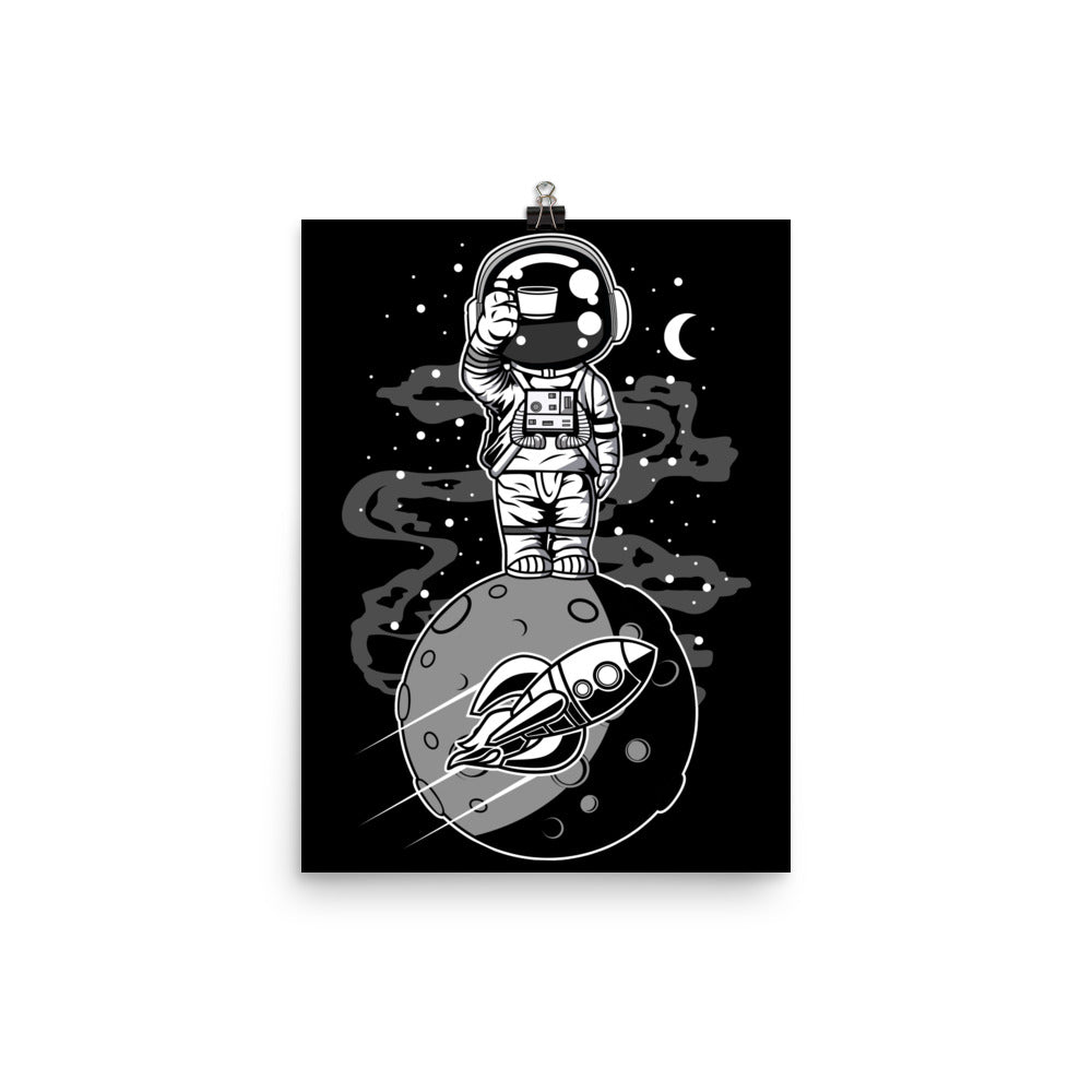 Astronaut Standing on the Moon - Matte Poster - 12 x 16