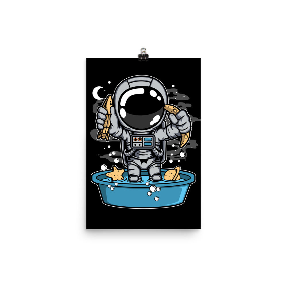 Astronaut Bathtub - Matte Poster - 12 x 18