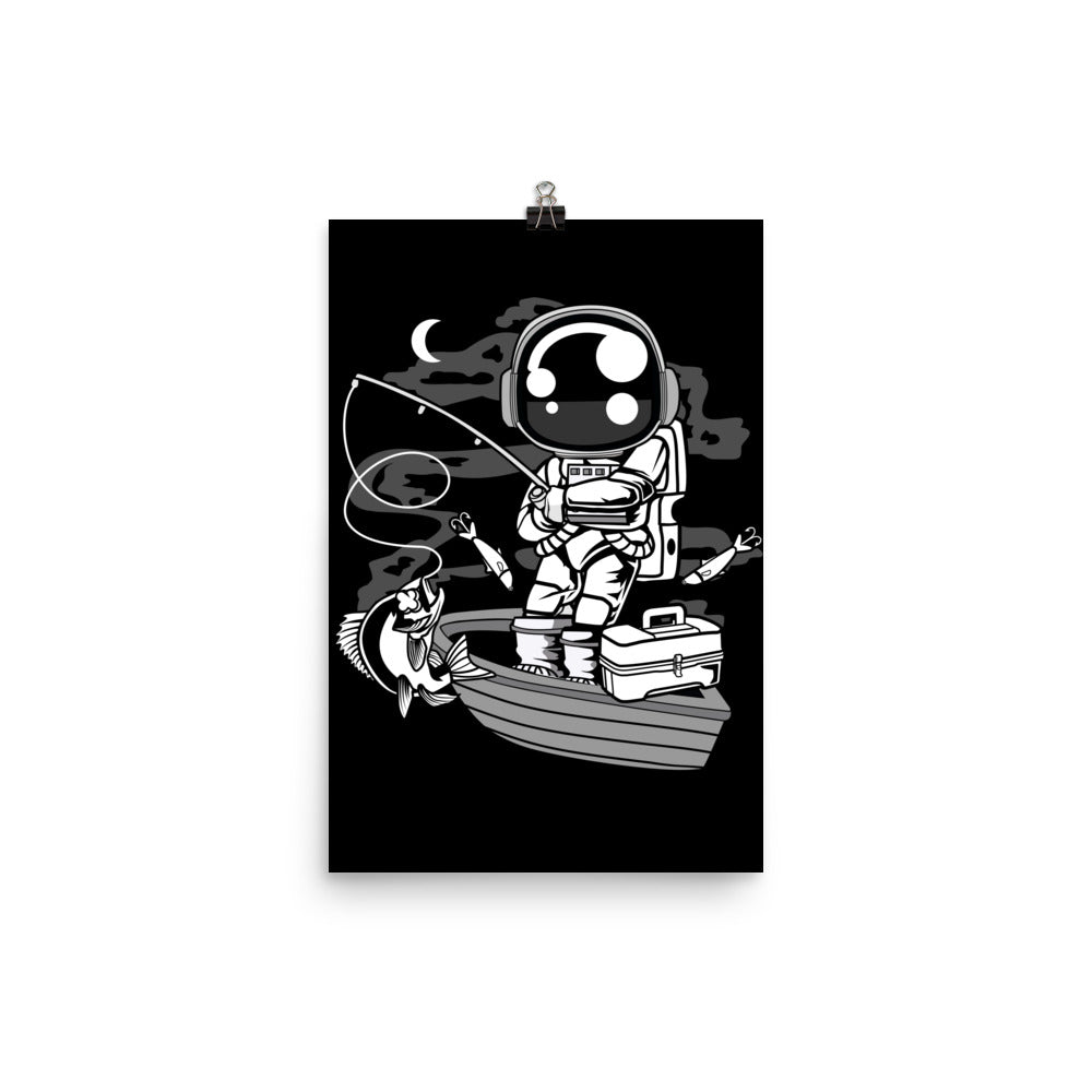 Astronaut Fisherman - Matte Poster - 12 x 18