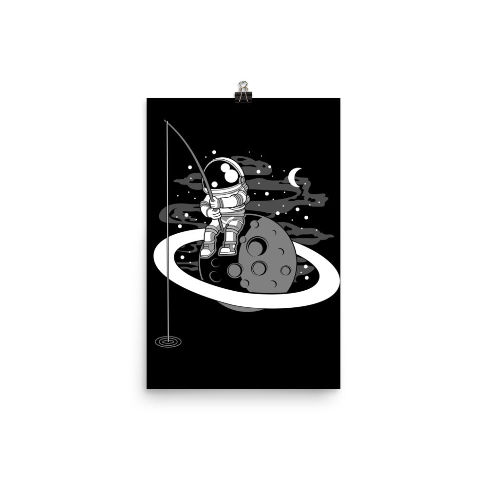 Astronaut Fishing - Matte Poster - 12 x 18