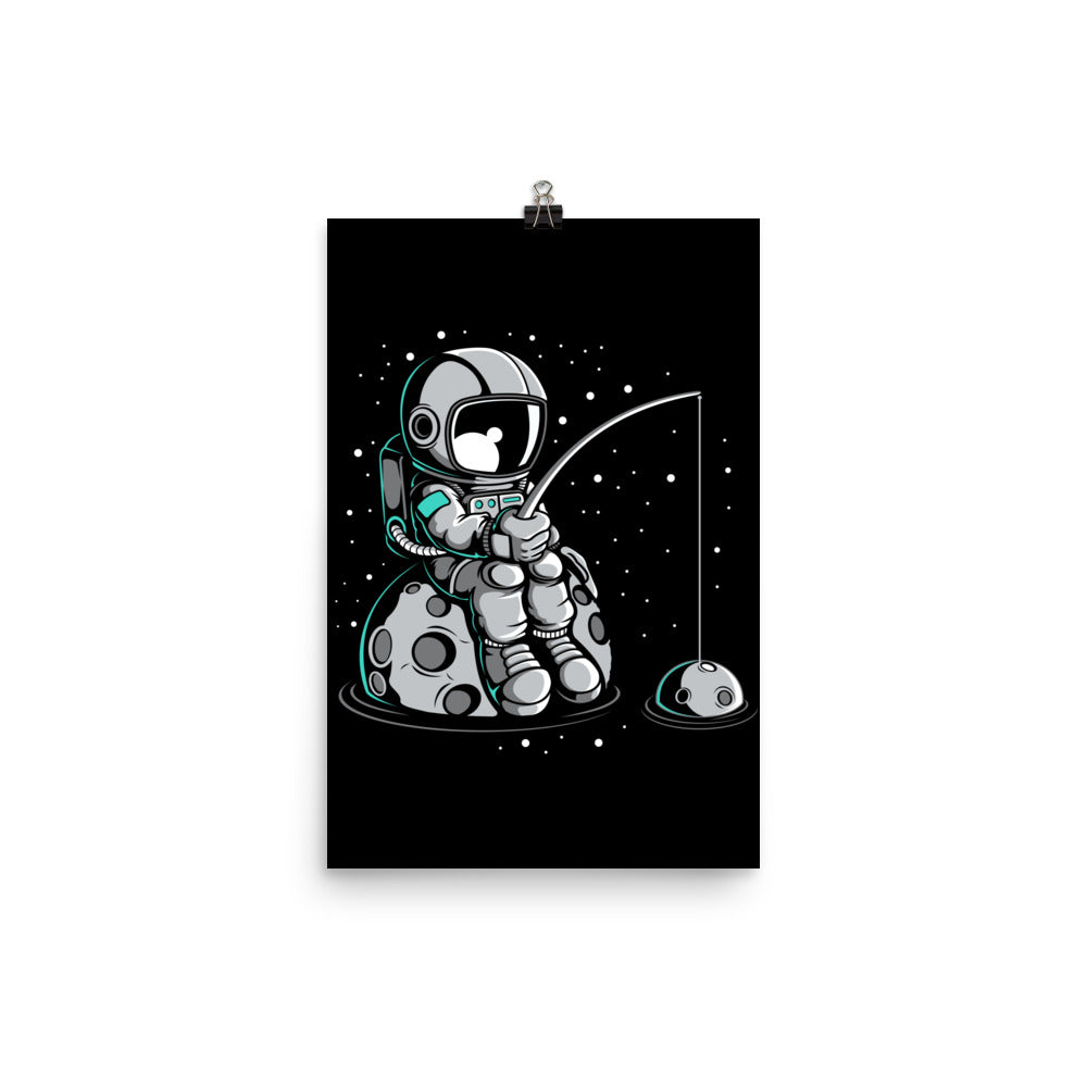 Astronaut Fishing 2 - Matte Poster - 12 x 18