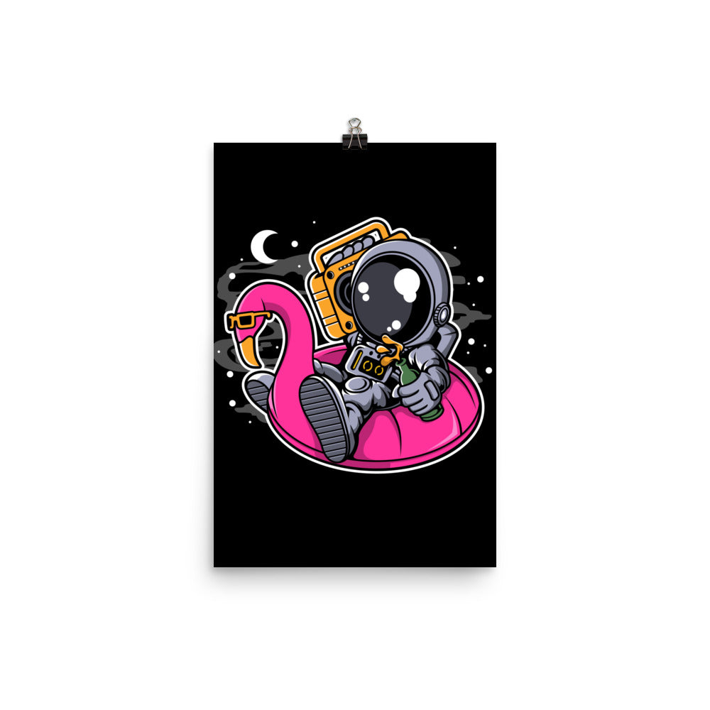 Astronaut Floaties Balloon - Matte Poster - 12 x 18