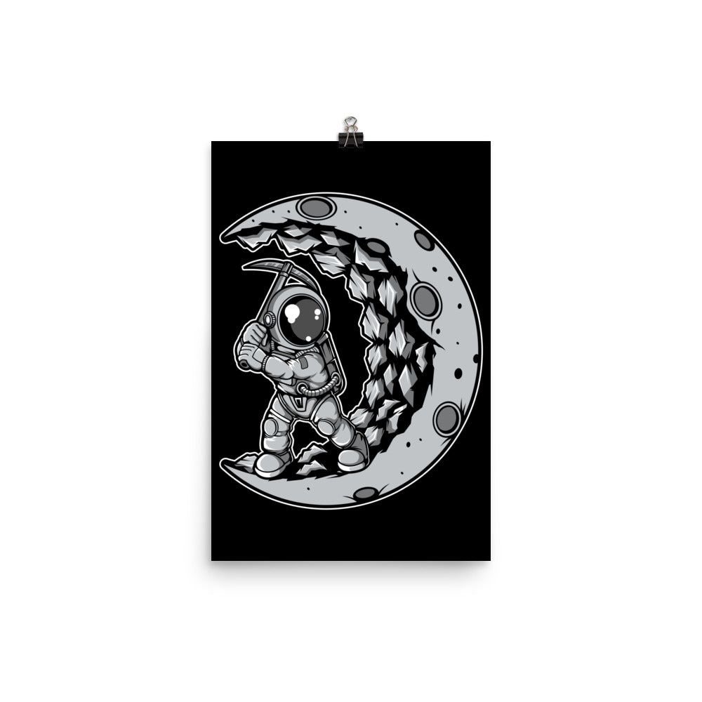 Astronaut Moon Digger - Matte Poster - 12 x 18