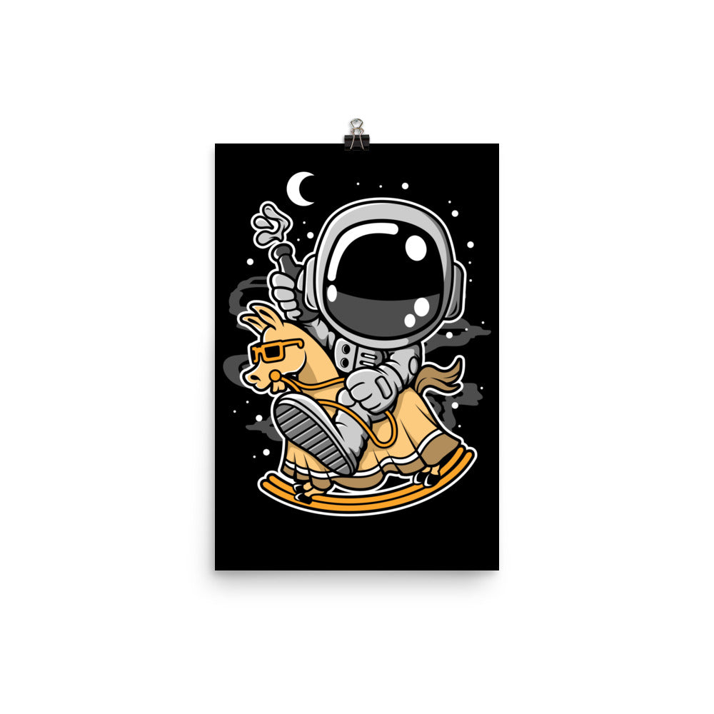 Astronaut Riding Toy Horse - Matte Poster - 12 x 18