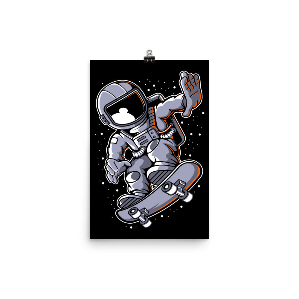 Astronaut Skateboard - Matte Poster - 12 x 18