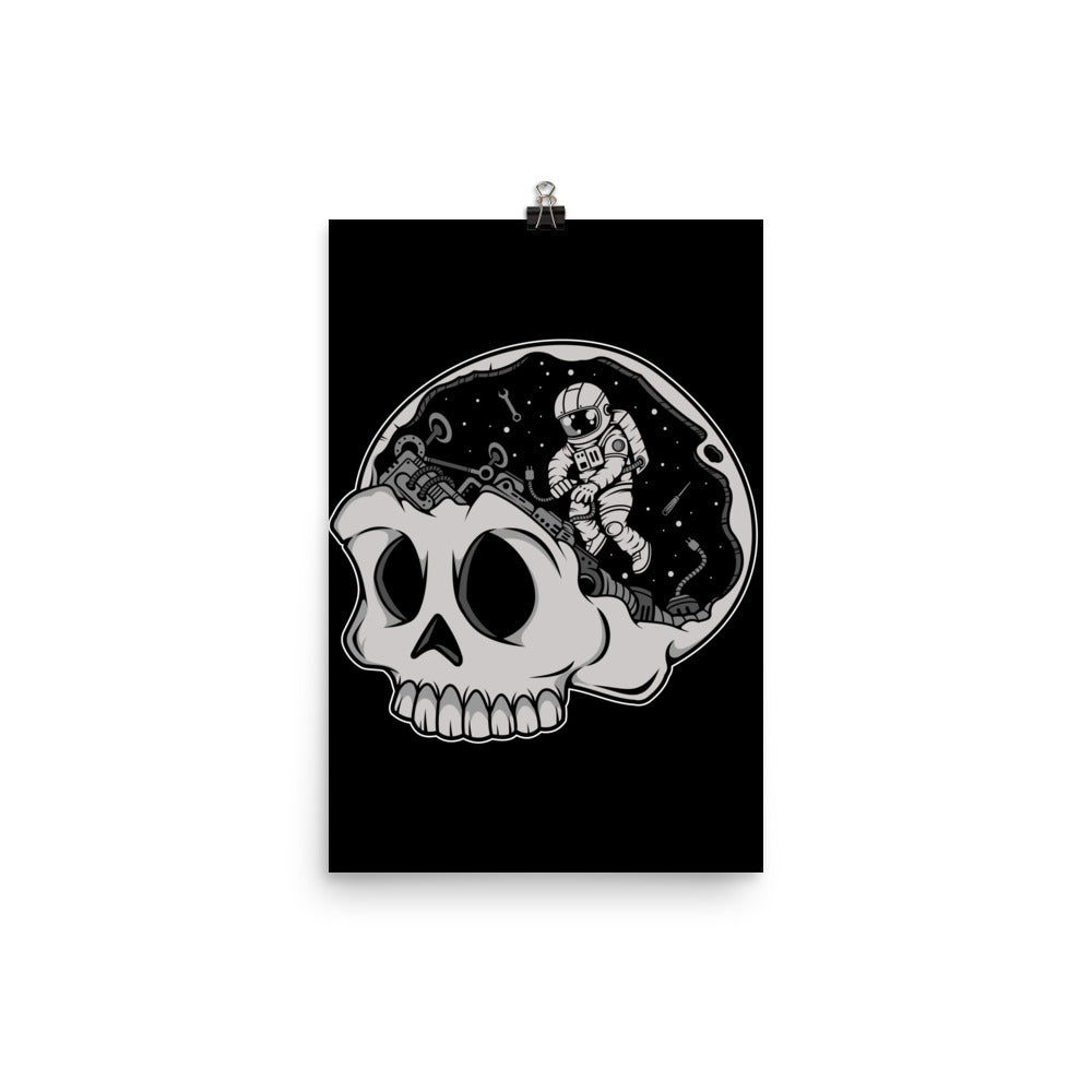 Astronaut Skull Brain - Matte Poster - 12 x 18