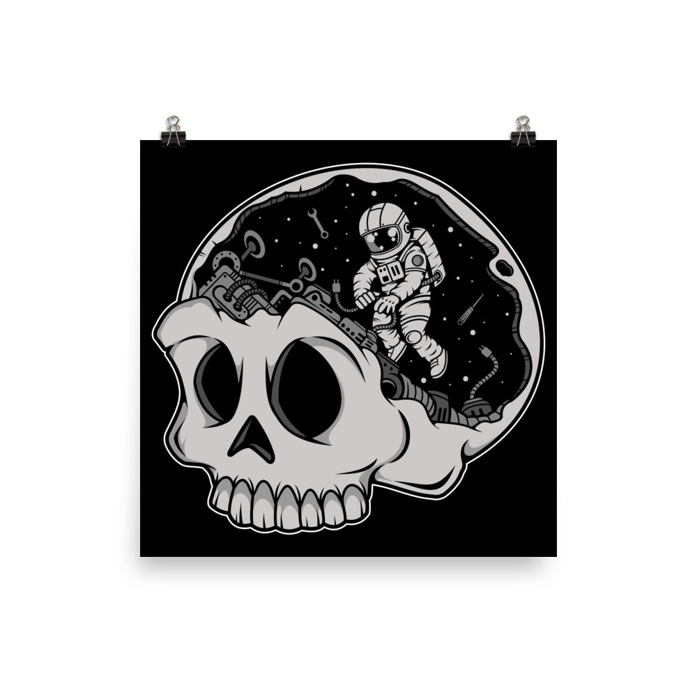 Astronaut Skull Brain - Matte Poster - 14 x 14