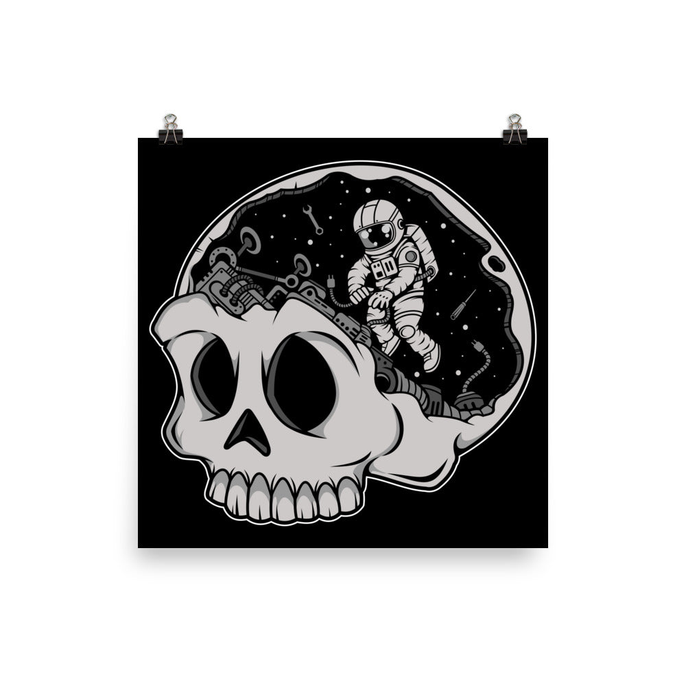 Astronaut Skull Brain - Matte Poster - 16 x 16