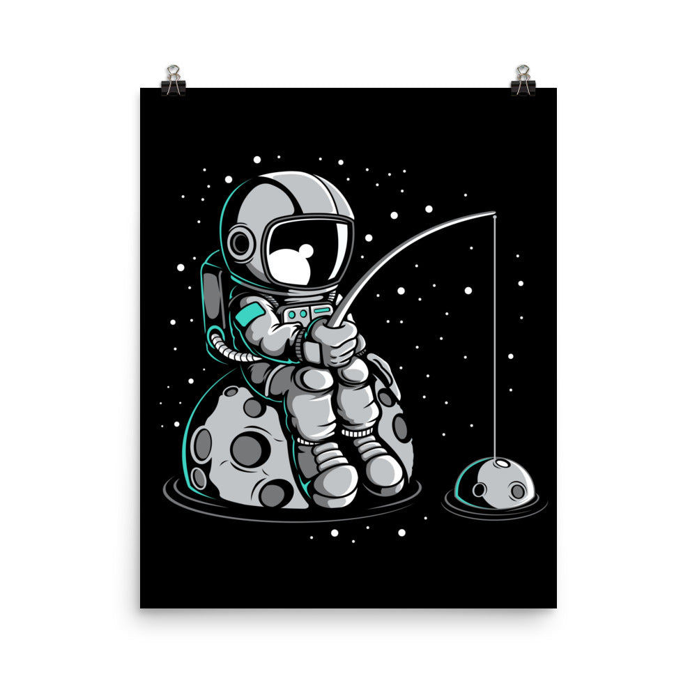 Astronaut Fishing 2 - Matte Poster - 16 x 20