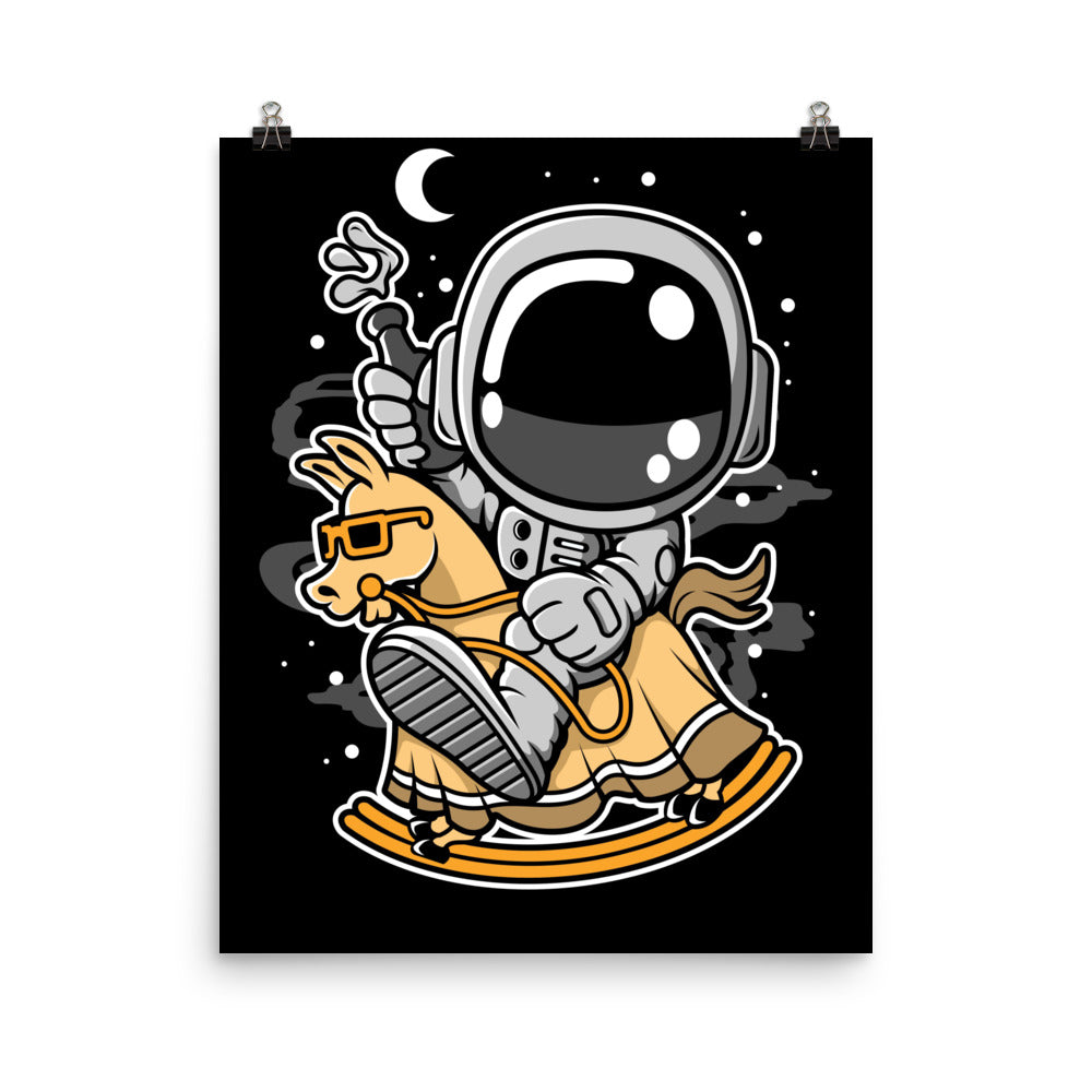 Astronaut Riding Toy Horse - Matte Poster - 16 x 20
