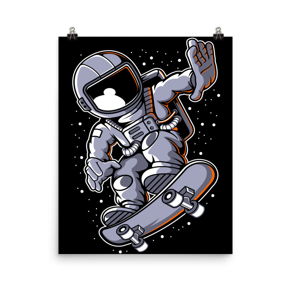 Astronaut Skateboard - Matte Poster - 16 x 20