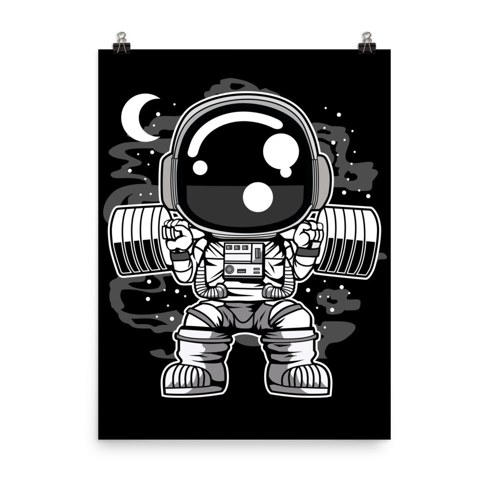 Astronaut Barbell Body Builder - Matte Poster - 18 x 24