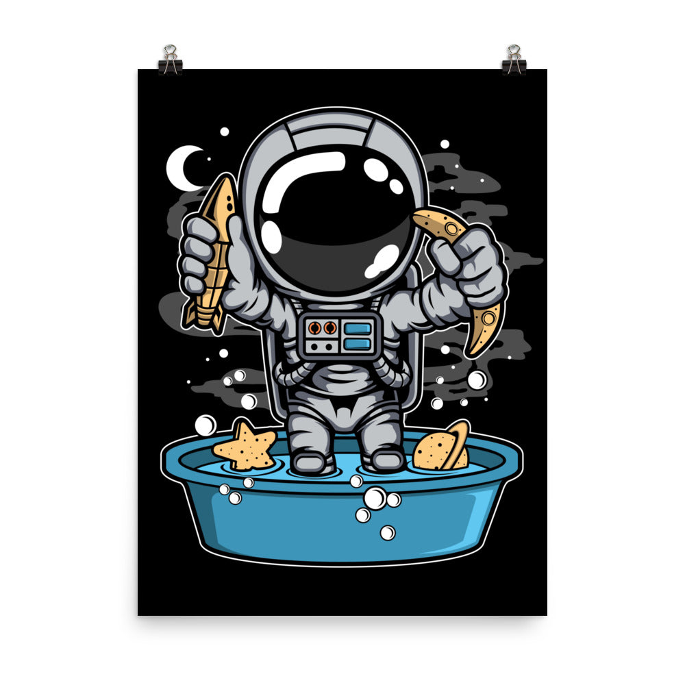 Astronaut Bathtub - Matte Poster - 18 x 24