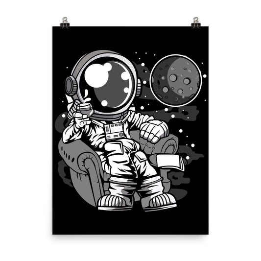 Astronaut Drinking and Relax - Matte Poster - 18 x 24