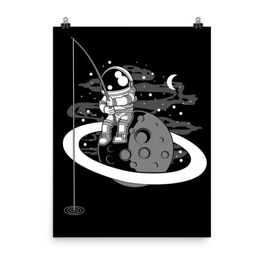 Astronaut Fishing - Matte Poster - 18 x 24