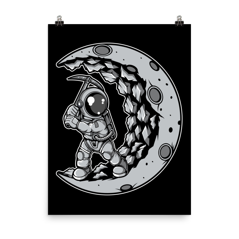 Astronaut Moon Digger - Matte Poster - 18 x 24