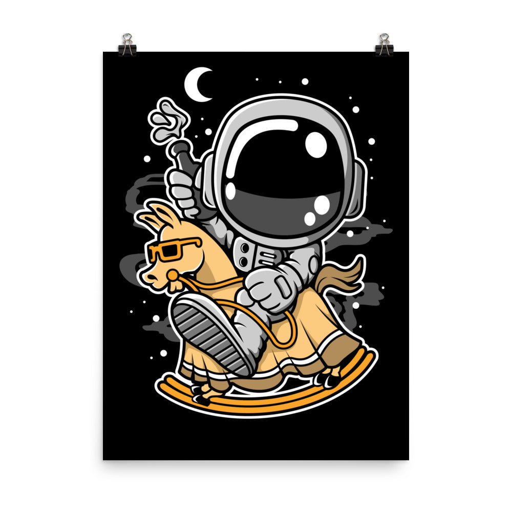 Astronaut Riding Toy Horse - Matte Poster - 18 x 24