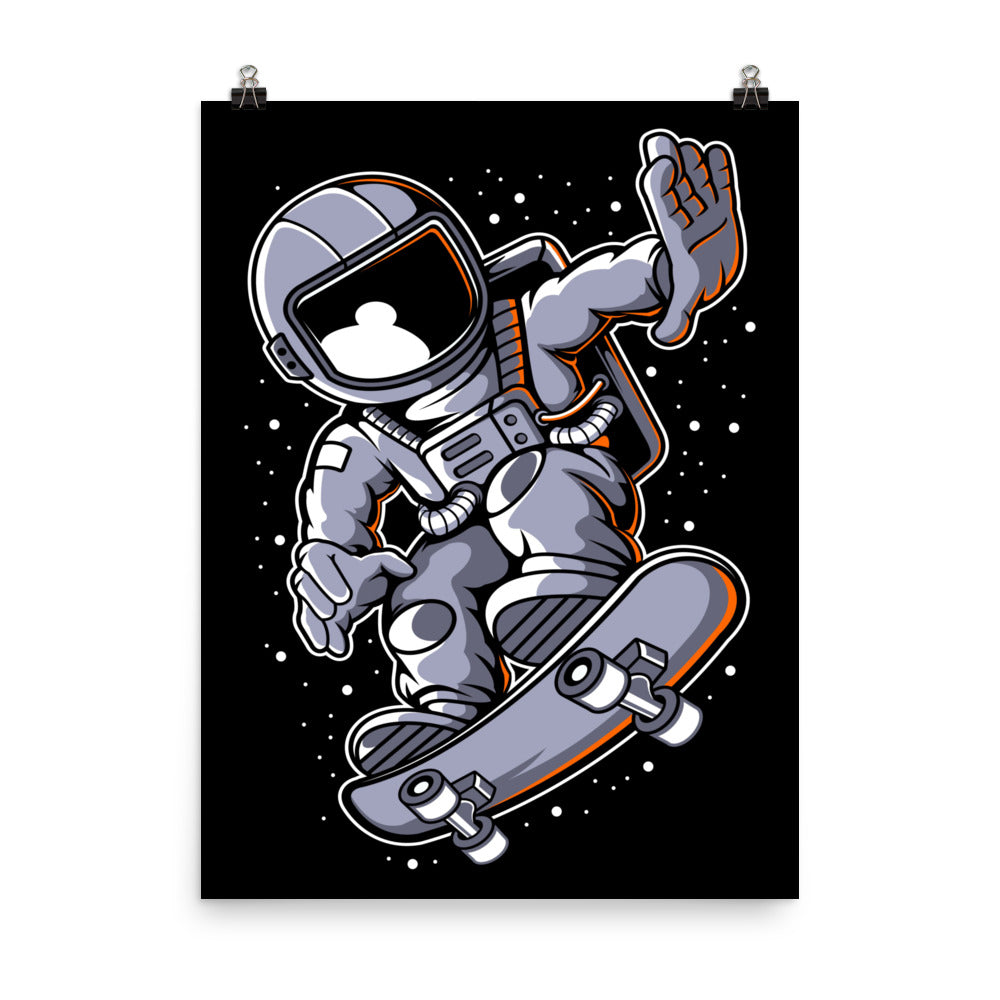 Astronaut Skateboard - Matte Poster - 18 x 24