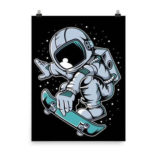 Astronaut Skateboard Jump - Matte Poster - 18 x 24