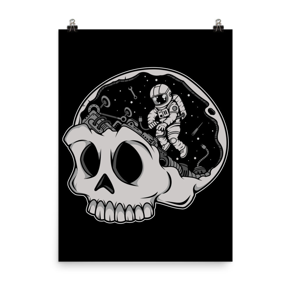 Astronaut Skull Brain - Matte Poster - 18 x 24