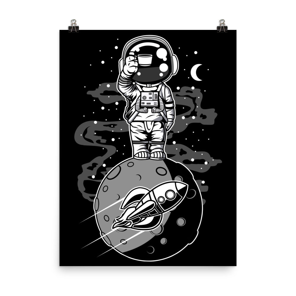 Astronaut Standing on the Moon - Matte Poster - 18 x 24