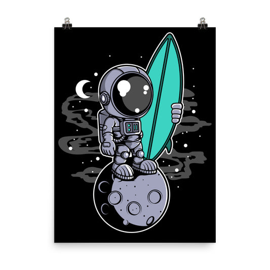 Astronaut Surfer - Matte Poster - 18 x 24