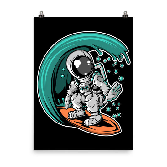 Astronaut Surfing - Matte Poster - 18 x 24